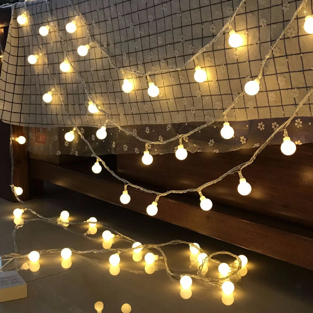 3M/6M/10M Ball LED String Light 20LED 40LED 80LED Chain Fairy Lights Holiday Christmas Wedding Outdoor Decor Battery Operated